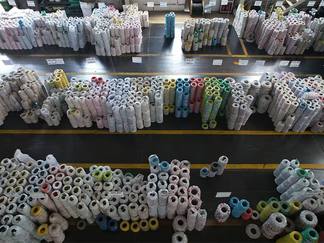 Colorful flame retardant electrical wire coils stacked for export delivery